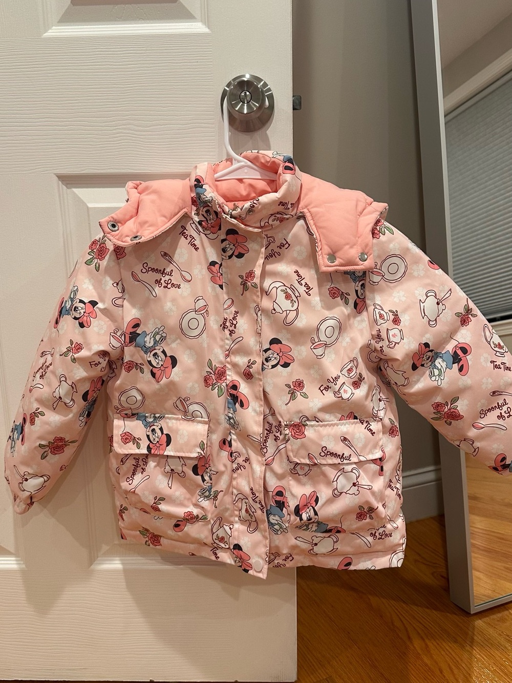 Disney Pink Minnie & Friends Printed Puffer Jacket